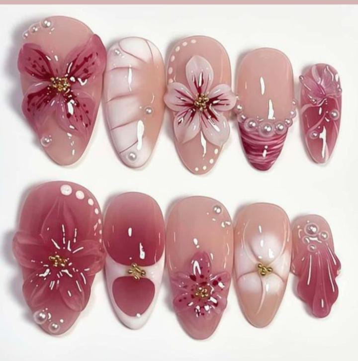 Sakura set (Spring Nails Inspo Only ,can be recreated)